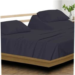 FlyCotton 100% Egyptian Cotton Sheets with 800 Thread Count 4 PC Top Split Queen Sheets Sets for Adjustable Bed - Split Top Black Sheets fits Up to 28