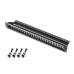 Cable Matters Rackmount or Wall Mount 1U 24 Port Keystone Patch Panel with Cable Management and Support Bar (19-inch Blank Patch Panel for Keystone Jacks/Keystone Panel)