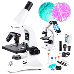 BEBANG 100X-2000X Microscope for Adults, Professional Biological Optical Microscopes with Prepared Slides School Home Lab Education Gifts for Kids Students Beginners