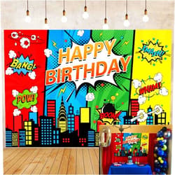 Generic Superhero Photo Backdrop Superhero Theme Birthday Party Backdrop for Boys Cake Table Decoration Background Photo Booth Props (7X5FT)