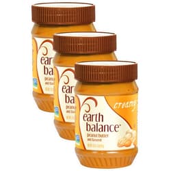BVYY Earth Balance Natural Peanut Butter and Flaxseed Spread, Creamy, Vegan and Gluten Free, 16 Oz (Pack of 3)
