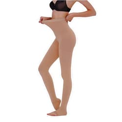 AMZAM® Medical Compression Pantyhose for Women Men, 20-30 mmHg Graduated Compression Tights, Opaque Toeless Compression Stockings Waist High Support Tights for Edema, Varicose Veins, DVT,Beige XL