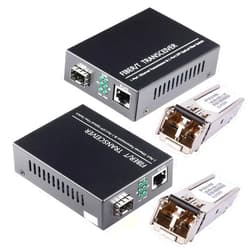 GESD A Pair of 1.25G/s Bidi Gigabit Multi-Mode Fiber Ethernet Media Converter with 2PCS Bidi SFP LC Dual Transceiver Module Included, 10/100/1000Base-Tx to 1000Base-SX SMF RJ45 to SFP Slot up to 550M