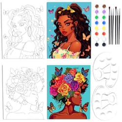 WEBEEDY 2 Pack Canvas Painting Pre Drawn Canvas Painting Kit 8x10 Inch Pre Printed Canvas for Adults Painting Party Supplies to Paint ChicArt Set for Beginner Gift Decoration Favor