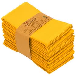 Ruvanti Cloth Napkins Set of 12, 18x18 Inches Napkins Cloth Washable, Soft, Durable, Absorbent, Cotton Blend. Table Dinner Napkins Cloth for Hotel, Lunch, Restaurant, Wedding Event, Parties - Mustard