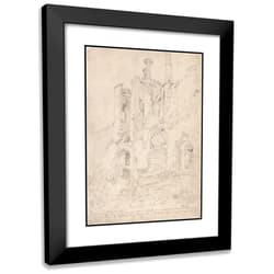 ArtDirect John Sell Cotman 14x18 Black Modern Frame and Double Matted Museum Art Print Titled - Framlingham Castle, Suffolk; Part of Ruined Interior (ca. 1815)