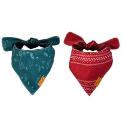 Remy+Roo Dog Bandanas - 2 Pack | Evergreen Christmas Dog Bandanas Set | Premium Durable Fabric | Patented Shape Bandanas for Dogs | Adjustable Fit | Multiple Sizes Offered