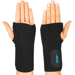 Vive Wrist Brace - Carpal Tunnel Hand Compression Support Wrap for Men, Women, Tendinitis, Bowling, Sports Injuries Pain Relief - Removable Splint - Universal Ergonomic Fit (Black, Left)