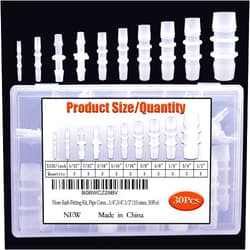 Musibo 30Pcs Hose Barb Fittings Kit, Pipe Connector Joint Splicer Mender Adapter Union for Aquarium Adapter Gas Liquid Air, for Hose ID 5/32