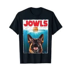 MonsterMuttz Funny German Shepherd Jowls Hamburger, GSG Dog Mom, Dog Dad T-Shirt