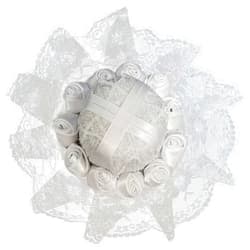 AUOCATTAIL White Rose Lolita Hats Halloween Gothic Mini Tea Party Hats, Lace Rose Clip-On Design Fascinators Hats, Victorian Church Hats for Women