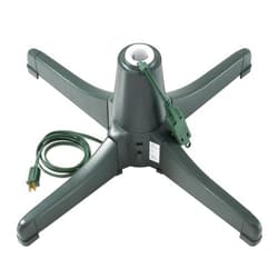 Casafield 360-Degree Rotating Christmas Tree Stand - Adjustable Revolving Base for Up to 7.5 FT Artificial Tree with 3 Built-in Electrical Outlets, Green