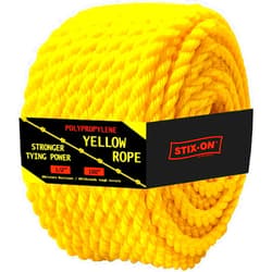 STIX-ON Polypropylene Rope 100Ft – 1/2 Inch Twisted Nautical Rope – Oil Resistant Yellow Heavy Duty Rope Ideal for Boats, Dock – Increased Friction and Heat Resistance – High Tensile Strength Marine Rope