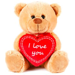 BRUBAKER Teddy Bear with Red Heart - I Love You - 9.84 Inches - Cuddly Plush Toy - Stuffed Animal - Brown