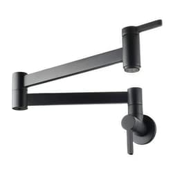 Biveah Black Pot Filler Faucet, Biveah Brass Wall Mount Two Handle Kitchen Faucet Tap for Cold Water, KLB008B