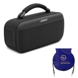 Bose New SoundLink Max Portable Speaker, Large Waterproof Bluetooth Speaker, Up to 20 Hours of Battery Life, USB-C, Built-in 3.5mm AUX Input, with H&A 3' Aux Cable (Black)