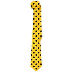 DOINBEE Men's Polka Dot Necktie Black Dots on Yellow Neck Ties for Men, Funny Novelty Polyester Necktie for Wedding Party Meeting Outfit