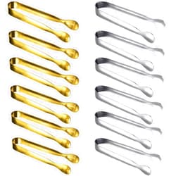 JCREN 24 Pcs Serving Tongs, Small Serving Utensils for Parties Catering, Food-Grade 304 Stainless Steel Serving Tongs Cooking Tongs Set for Tea Party Coffee Bar, 4