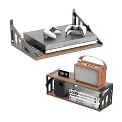 CLESOO Floating DVD Shelf Projector Shelf - Wooden Entertainment Shelf Wall Mount - Under TV Game Shelf Stand for DVD Players/Cable Boxes/Games Consoles/Routers/Media Equipment/Xbox, 1 Pack