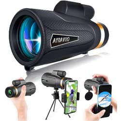 AYRAVIIO Birthday Gifts for Men Dad Husband Him Young, 12x60 Powerful Monocular Telescope with Phone Adapter & Tripod, SMC & BAK4 Prism, for Fathers Day, Hiking Gifts for Outdoors Lover