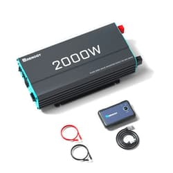 Renogy 2000W Pure Sine Wave Inverter 12V DC to 120V AC Converter for Home, RV, Truck, Off-Grid Solar Power Inverter 12V to 110V with Built-in 5V/2.1A USB / Hardwire Port, Remote Controller