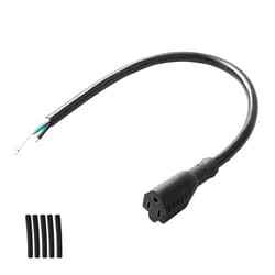 QTEATAK 1.64 FT Female Connector Extension Cord 125V 15A 2-Pole 3-Wire Female Straight Blade Outlet with AWG12 Cable, Includes 5 Heat Shrink Tubes (Female 1 Pack)