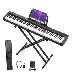Rfgyhet Digital Piano 88 Key Full Size Semi Weighted Electronic Keyboard Piano Set with Stand,Built-In Speakers,Electric Piano Keyboard with Sustain Pedal,Bluetooth,MIDI/USB/MP3 for Beginners Adults/81x