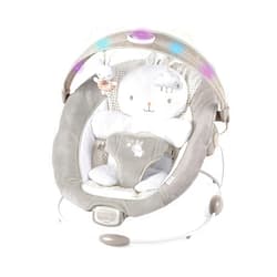 Ingenuity InLighten Baby Bouncer Infant Seat with Light Up -Toy Bar, Vibrations, Tummy Time Pillow & Sounds, 0-6 Months Up to 20 lbs (Twinkle Tails Bunny)