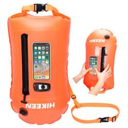 Hikeen Swim Buoy with Dry Bag 20L - Waterproof Touchscreen Large,Fully Waterproof Swim Safety Float for Open Water Swimmers and Training Triathletes, Kayaking, Be Bright, Be Safer