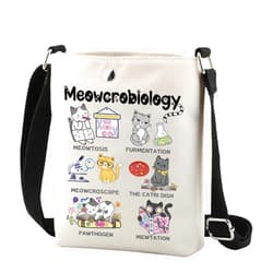 TSOTMO Microbiology Science Cat Crossbody Bag Clinical Lab Scientist Gift Science Teacher Gift Funny Cat Shoulder Bag