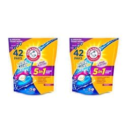 Arm & Hammer Plus OxiClean With Odor Blasters Laundry Detergent 5-IN-1 Power Paks, 42CT (Packaging may vary) (Pack of 2)
