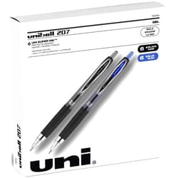 Uni-Ball Uniball Signo 207 Retractable Black and Blue Gel Pens, 1.0 mm Bold Point, 12 Pack (6 Black and 6 Blue)