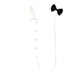 DISAUR Boys Dress Shirts Toddler Boy Button Down Shirt Long Sleeve Removable Bow Tie Button Up Shirt White Formal Graduation