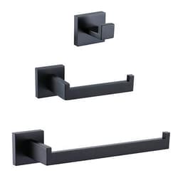 TURS Black 3-Piece Bathroom Towel Holder Set Stainless Steel Wall Mount Bath Hardware Set Toilet Paper Holder Towel Hook,Q7010BK