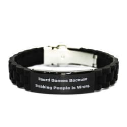 Generic Fun Board Games Black Glidelock Clasp Bracelet, Board Games Because Stabbing People is Wrong, Unique for Friends, Holiday