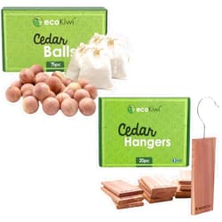 ecoKiwi Cedar Blocks for Clothes Storage Bundle - 20 Pack Hang Ups & 75 Pack Balls - 100% Natural Aromatic Cedar Closets & Drawers - Scented Cedarwood Oil with Sandpaper - Cedar Freshener Deodorizer
