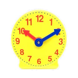 hand2mind Plastic Mini Geared Clock, Learning Clock Classroom Kit, Clock for Kids Learning to Tell Time, Yellow Practice Clock for Kids, Teaching Clock, School Supplies (Set of 1)