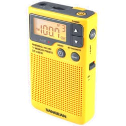 Sangean DT-400W Weather Alert Pocket Radio, AM/FM, Yellow