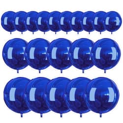 PartyWoo Navy Blue Foil Balloons, 20 pcs Round Foil Balloons Different Sizes Pack of 22 Inch 15 Inch 10 Inch 4D Foil Balloons and Ribbon, Big Foil Balloons for Birthday Decorations, Party Decorations