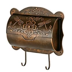 Ironlux Wall Mount Mailbox with Newspaper Holder, Upgraded Embossed Vintage Mailbox Wall Mount, Dragonfly & Floral Decorative Front Porch Antique Mailboxes, Mail Boxes for House Outside Garden