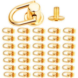 Shynek 40 Pieces D Rings Rivets for leather Purse, Gold Ball Studs Rivets with D Ring for Leather Crossbody Purse Craft, Bag Hardware