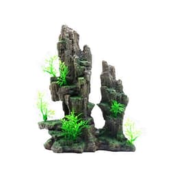 Tfwadmx Aquarium Mountain View Moss Tree Rock Cave Fish Tank Stone Ornament Landscape Decoration with Small Plants