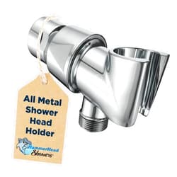HammerHead Showers® All Metal Handheld Shower Head Holder - Chrome - Adjustable Shower Wand Holder with Universal Wall Hook Bracket and Pivot Ball - Hand Held Shower Head Holder - Shower Hose Holder