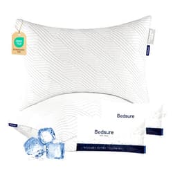 Bedsure Firm Pillows Queen Size Set of 2 - Adjustable Shredded Memory Foam Pillows, PE Cooling Design Dual-Sided with Rayon Derived from Bamboo Washable Cover for Side, Back, Stomach, Hot Sleepers