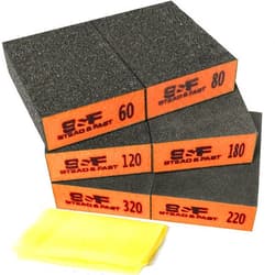 S&F STEAD & FAST Sanding Sponge 6 Pack by S&F STEAD & FAST, Sanding Blocks for Wood Drywall Metal 60 80 120 180 220 320 Coarse Medium Fine Grit, Sand Paper Brick Set with Tack Cloth