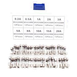 KXJHY 100Pcs Fast-Blow Glass Fuses Assorted Kit 5x20mm 0.2x0.78 Inch F10AL250V 0.2A 0.5A 1A 2A 3A 5A 8A 10A 15A 20A (5 x 20 mm)
