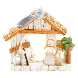 Hodao Christmas Decoration Indoor Home Decor-3.75''H 4.7''L Nativity Sets-Xmas Holiday Decor for Tabletop Home Party Room Table Fireplace Office (Apricot Color)