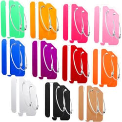 Weewooday 22 Pieces Metal Luggage Tags with Name ID Cards Aluminum Suitcase Labels Card Holders with Stainless Steel Loops Colorful Travel Bag Tags