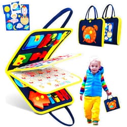 Lgtlqt Busy Board Montessori Toys Gifts for Toddlers,Sensory Activity Board Toys Preschool Educational Learing Toys for Alphabet Color Number Clock Basic Life Skills-Quiet Book Travel Toys for 3+ Boys Girls