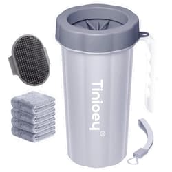Tinioey Paw Cleaner with Handle for Large Dogs - Effectively Cleans Muddy Paws and Feet for Dogs & Pets (Gray)